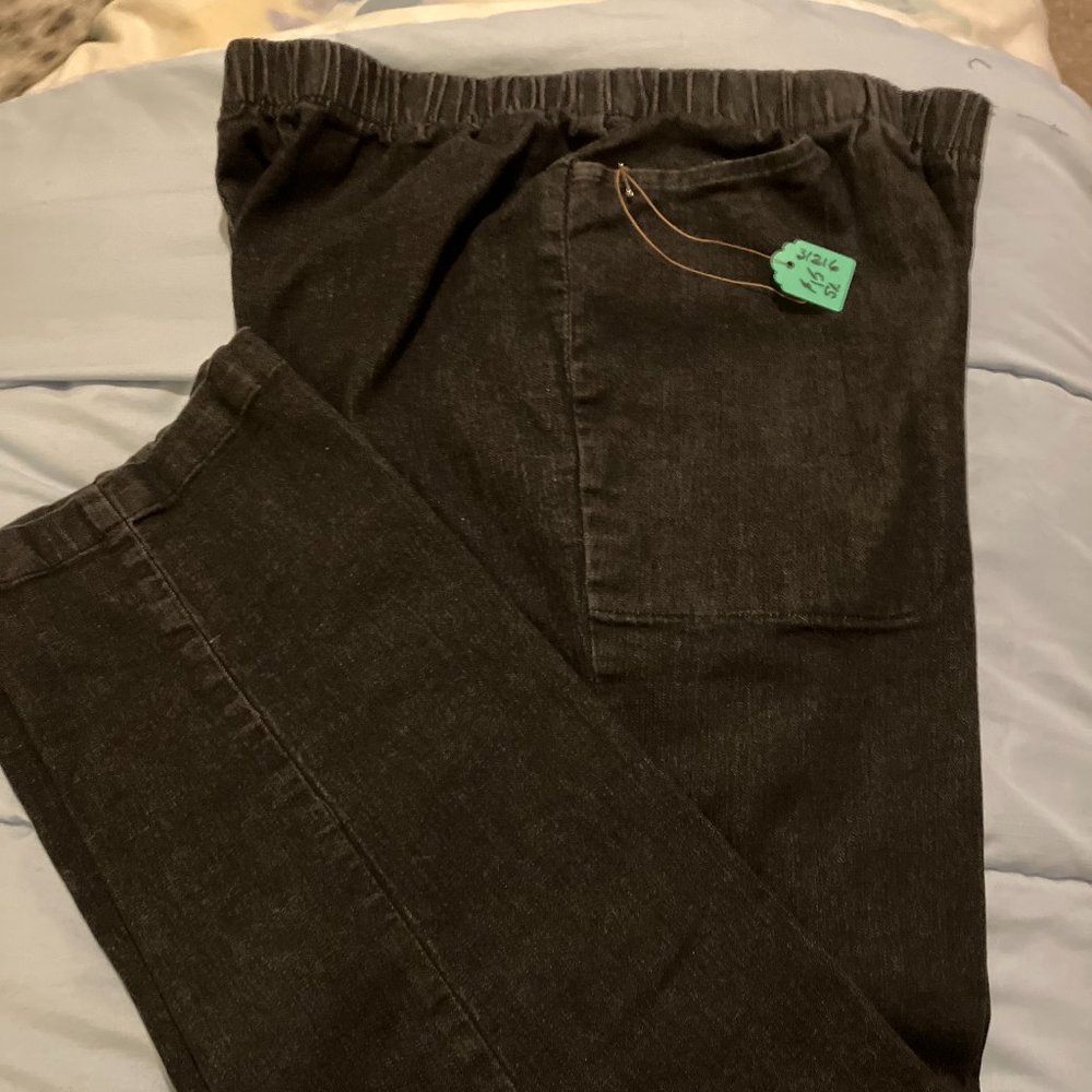 312 black denim elastic waist stretch jeans